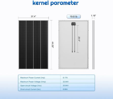 خلايا الطاقة الشمسية الصلبة من الطاقة الشمسية أحادية البلورية 12V 180W Compact