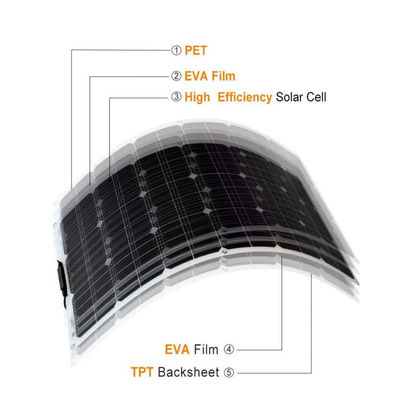 200W ETFE لوحة شمسية مرنة للطاقة الشمسية PV PERC أحادية البلورات FTET200
