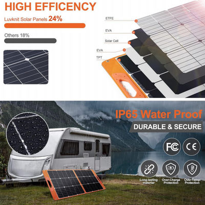 حزمة نظام الطاقة الشمسية قابلة للطي 100W RV Off Grid للتخييم والتجول