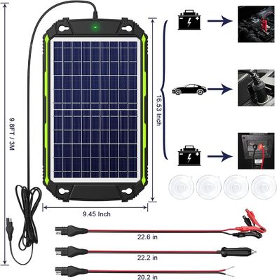 10W 12V مضاد للماء شاحن بطارية شمسية صيانة لسيارة قارب بحرية RV