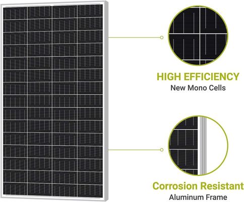160W خارج الشبكة وحدات الخلايا الكهروضوئية أحادية البلورية وحدات الطاقة الشمسية أحادية البولي 12 فولت