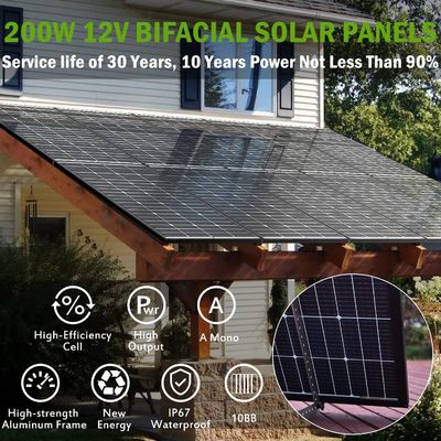 200 واط لوحات شمسية أحادية البلورات Pv وحدة 12V 10BB للمنزل RV