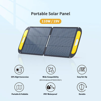لوحة شمسية هجينة محمولة 110W 19V IP67 مقاومة للماء