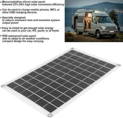 لوح شمسي خفيف الوزن محمول خلية أحادية البلورات 100W 12/24V مخرج USB